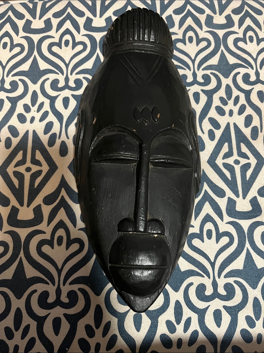 Hand Carved Black Wooden African Tribal Mask